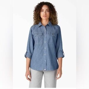 💫Dickies Stonewash Chambray Roll-Tab Work Shirt